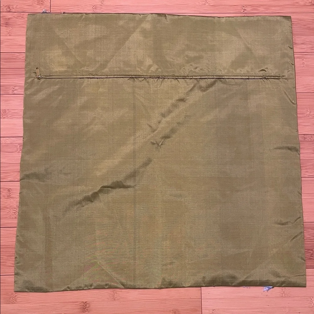 Thai Silk Village Cushion Covers 24” 24” Ribbon Fringe Pillowcases Set Green Red